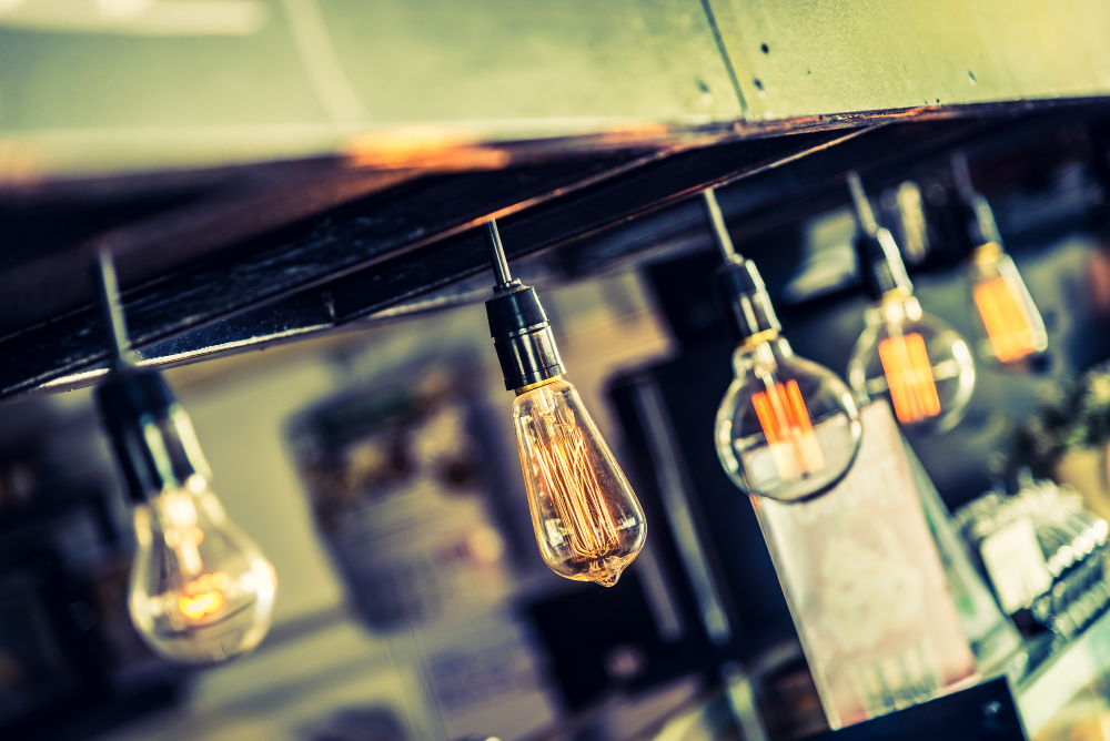 Vintage light lamps symbolizing Thomas Edison invention