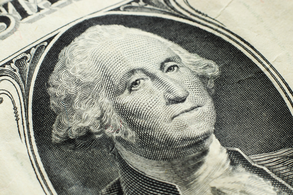 High angle closeup-shot dollar bill